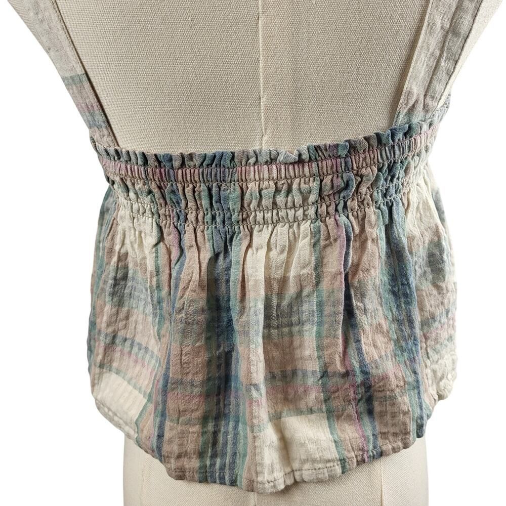 NEW American Eagle Outfitters X-Small Cotton Cropped Top Pink Blue Green Plaid - Picture 8 of 14